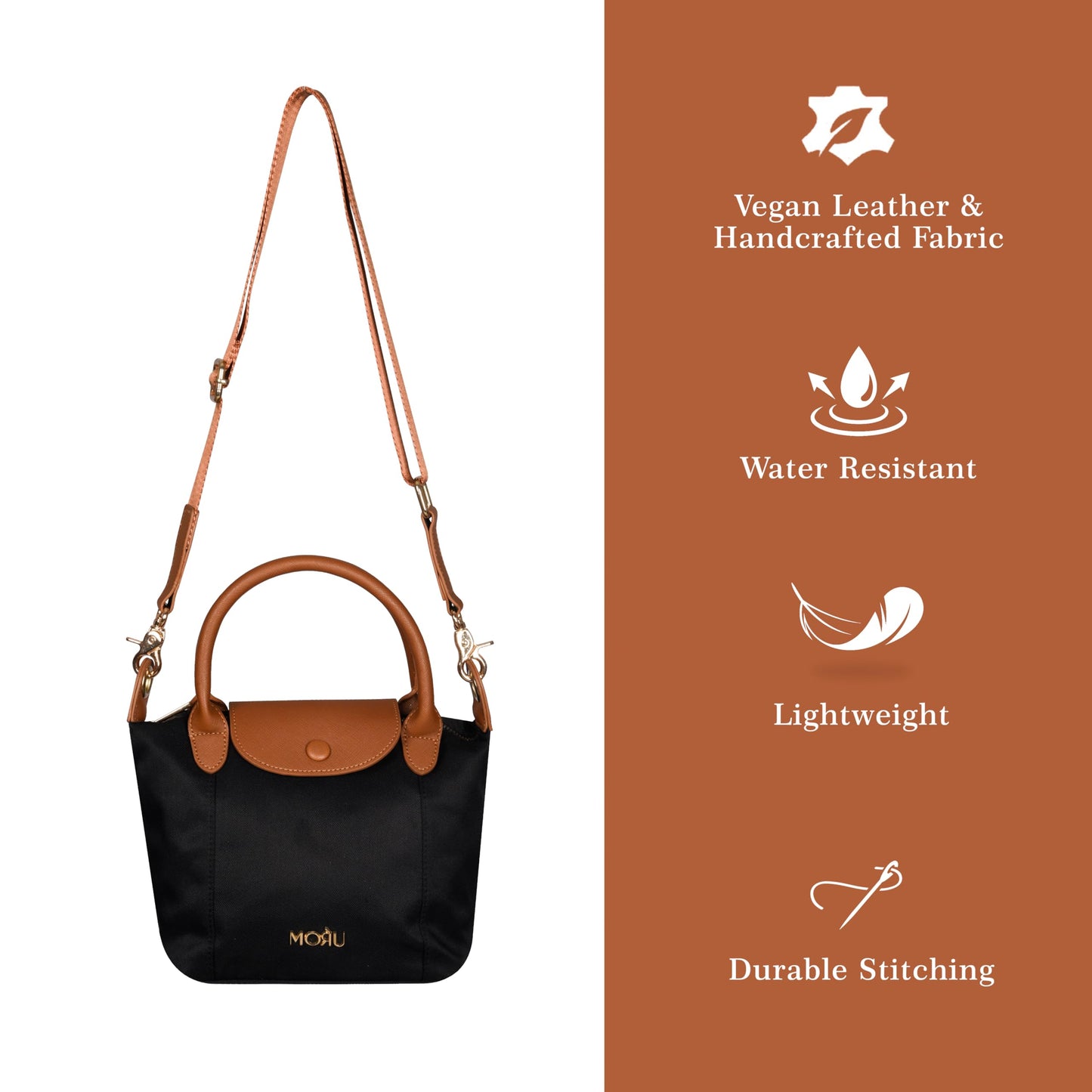 MORU Luma Sling Bag for Women | Stylish Top Handle Crossbody Handbag with Adjustable Strap | Lightweight, Water-Resistant Fabric | Everyday Casual & Office Use