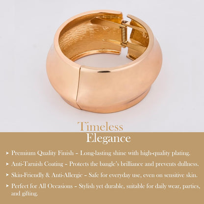 MORU Hikari Wide Kada Bangle for Women | Minimal Flat Openable Bracelet | Fashion Jewellery for Parties, Weddings & Gifting