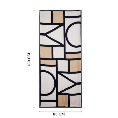 MORU Kyoto Grid Scarf for Women | Lightweight Geometric Printed Stole & Shawl for Women | Soft Long Fashion Wrap Scarf for Casual, Office, Travel & Winter Styling | Brown Beige White Minimalist Design