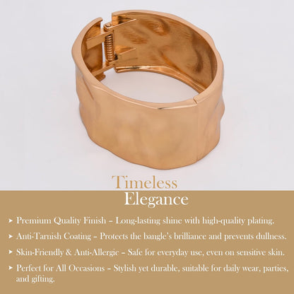 MORU Radiant Textured Kada Bangle for Women | Wide Openable Bracelet | Fashion Jewellery for Weddings, Parties & Gifting