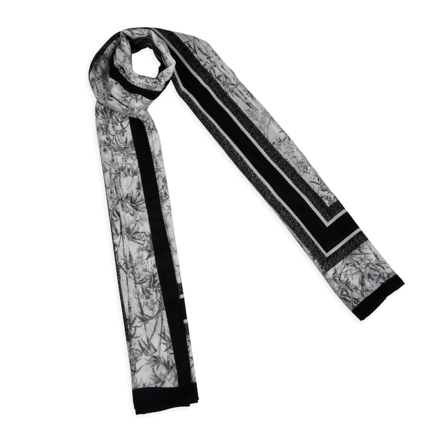 MORU Kyoto Nature Line Women’s Bamboo Print Scarf | Soft Lightweight Beige & Ivory Japanese Inspired Stole | Elegant Minimalist Fashion Wrap for All Seasons
