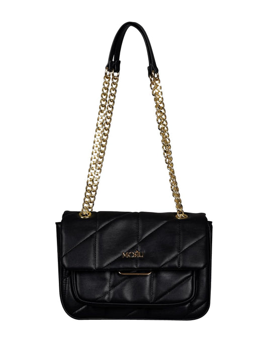 MORU Kuro Black Quilted Shoulder Bag