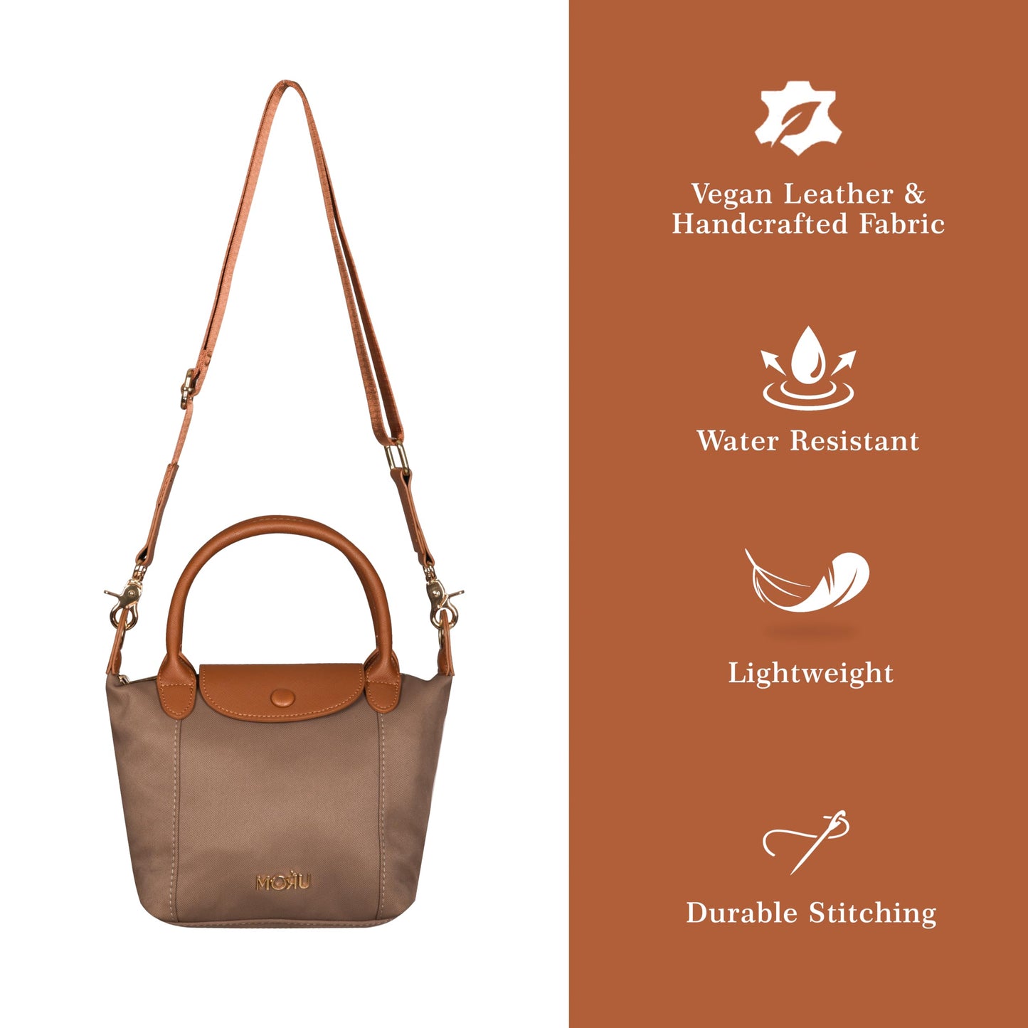 MORU Luma Sling Bag for Women | Stylish Top Handle Crossbody Handbag with Adjustable Strap | Lightweight, Water-Resistant Fabric | Everyday Casual & Office Use