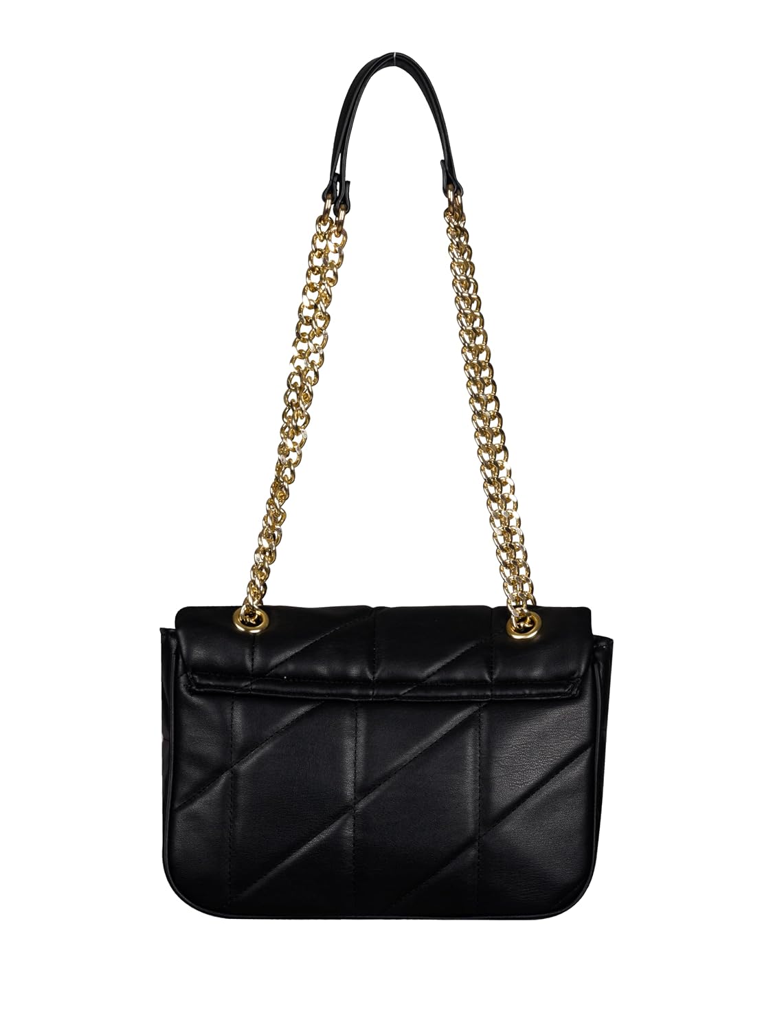 MORU Kuro Black Quilted Shoulder Bag for Women | Vegan Leather Chain Strap Handbag with Magnetic Closure | Elegant Evening & Everyday Purse