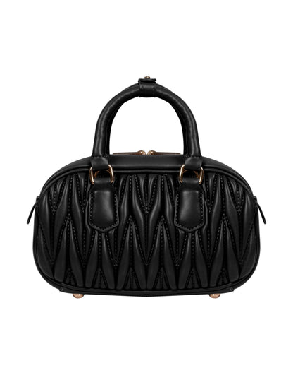 MORU Lumière Quilted Boston Satchel for Women | Premium Quilted PU Leather Handbag | Detachable Adjustable Shoulder Strap | Zip Closure