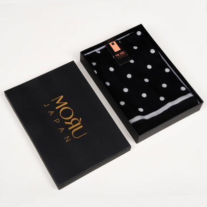 MORU Kyoto Chic Women’s Polka Dot Scarf | Soft Lightweight Black & White Monochrome Printed Stole | Elegant Minimal Fashion Wrap for All Seasons