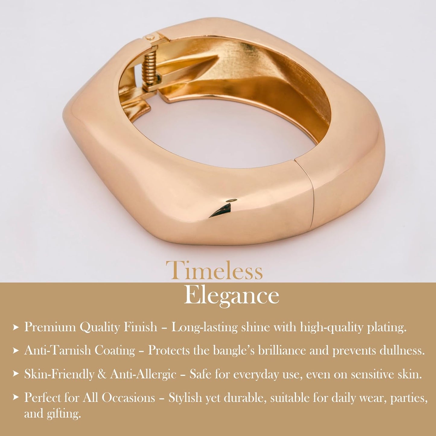 MORU Quadra Geometric Kada Bangle for Women | Bold Openable Bracelet | Fashion Jewellery for Parties, Weddings & Gifting