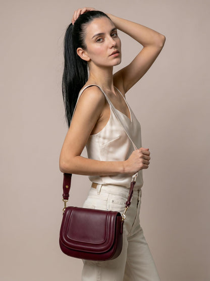 MORU Celeste Curved Flap Crossbody Sling Bag for Women | Premium Structured Saddle Crossbody Bag with Adjustable Strap | Stylish Everyday Shoulder Purse with Secure Inner Pocket