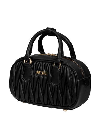 MORU Lumière Quilted Boston Satchel for Women | Premium Quilted PU Leather Handbag | Detachable Adjustable Shoulder Strap | Zip Closure