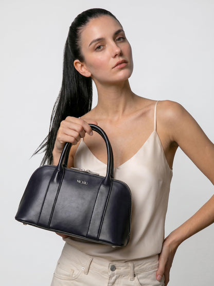 MORU Lumière Boston Satchel for Women | Premium Smooth PU Leather Handbag | Structured Top Handle Bag | Detachable Adjustable Shoulder Strap | Zip Closure