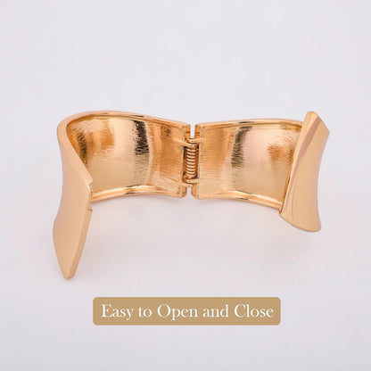 MORU Sculpted Statement Kada Bangle for Women | Bold Wide Openable Bracelet | Fashion Jewellery for Weddings, Parties & Gifting