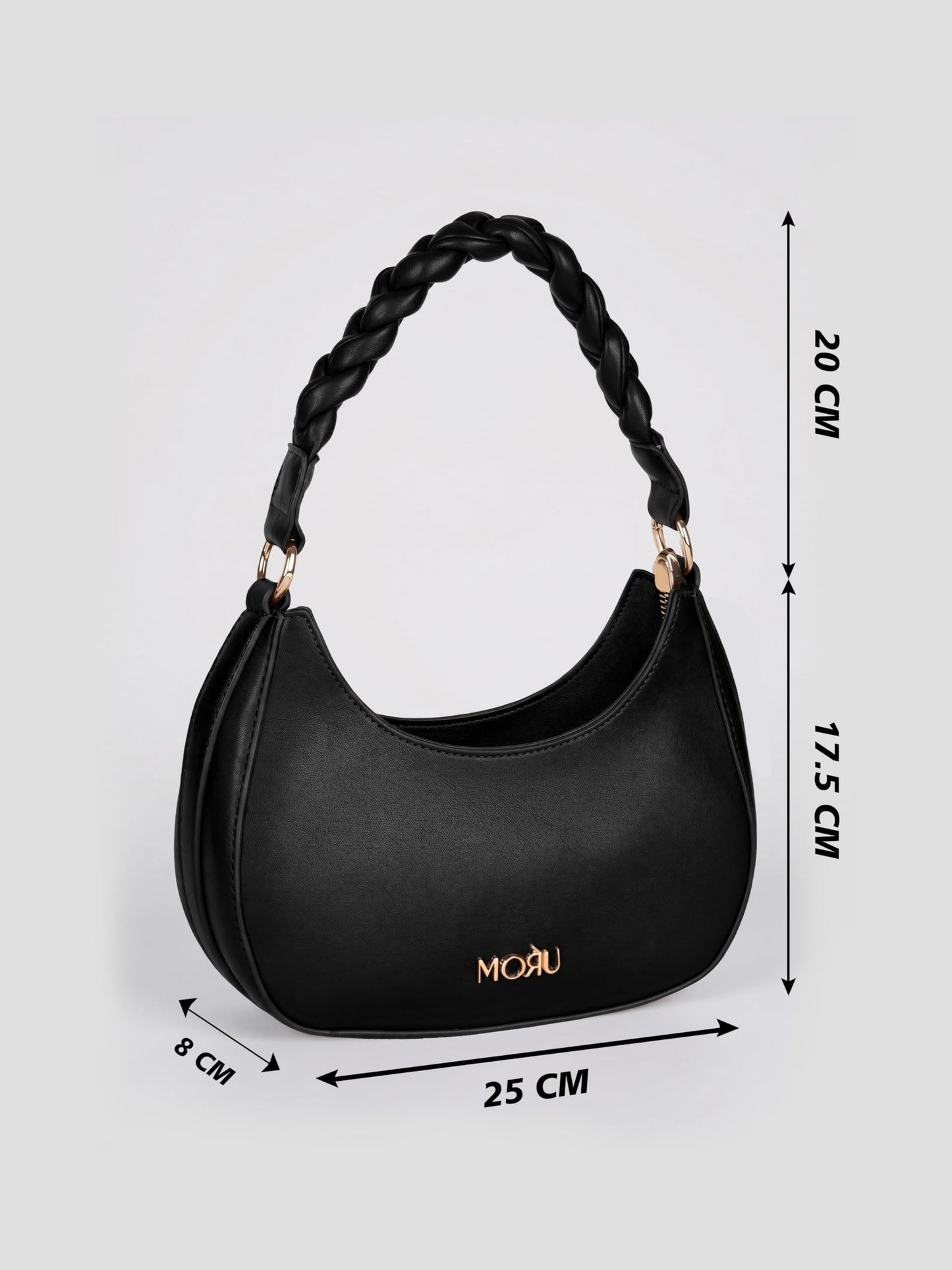 MORU Elara Braided Crescent Shoulder Bag for Women | Stylish Half Moon Hobo Purse | Premium Vegan Leather Handbag with Zipper Closure