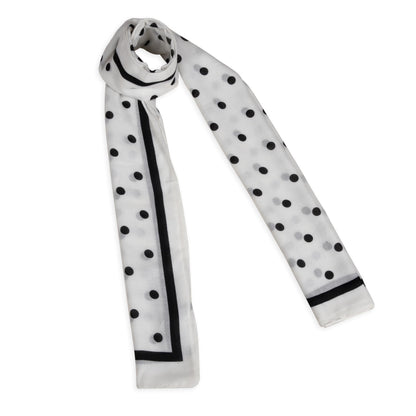MORU Kyoto Chic Women’s Polka Dot Scarf | Soft Lightweight Black & White Monochrome Printed Stole | Elegant Minimal Fashion Wrap for All Seasons