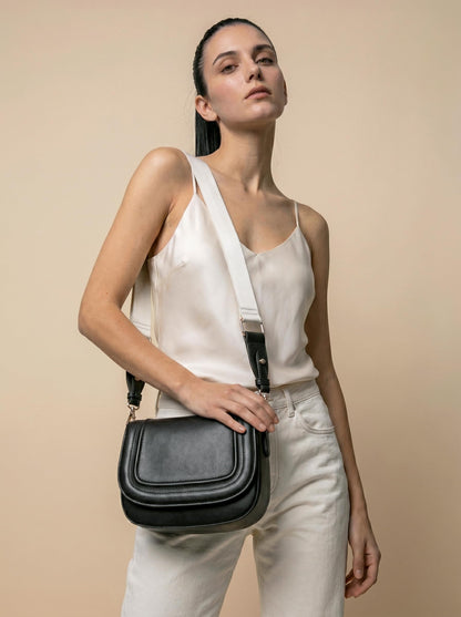 MORU Celeste Curved Flap Crossbody Sling Bag for Women | Premium Structured Saddle Crossbody Bag with Adjustable Strap | Stylish Everyday Shoulder Purse with Secure Inner Pocket