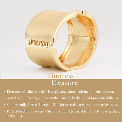 MORU Loopcrest Sculpted Kada Bangle for Women | Wide Openable Bracelet | Fashion Jewellery for Parties, Weddings & Gifting