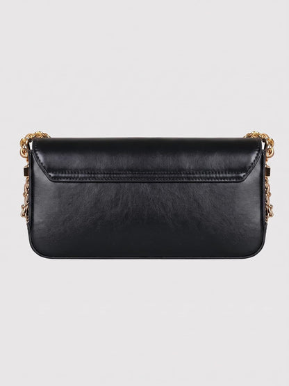 MORU Sienna Chain Shoulder Bag for Women | Premium PU Leather Chain Shoulder Bag | Gold Evening Party Handbag | Magnetic Flap Closure | Ladies Crossbody Purse for Wedding, Party & Daily Use