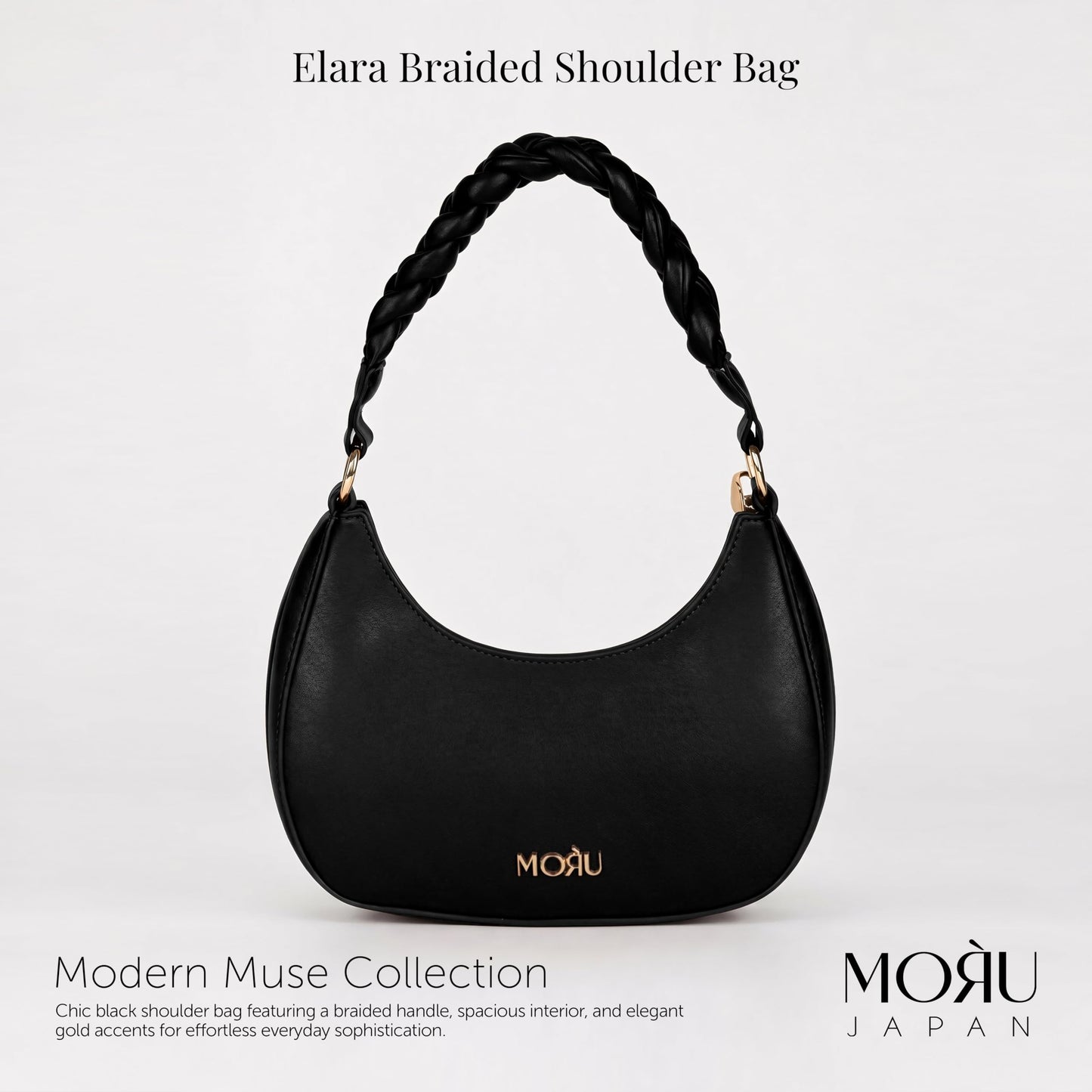 MORU Elara Braided Crescent Shoulder Bag for Women | Stylish Half Moon Hobo Purse | Premium Vegan Leather Handbag with Zipper Closure