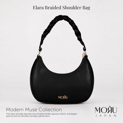 MORU Elara Braided Crescent Shoulder Bag for Women | Stylish Half Moon Hobo Purse | Premium Vegan Leather Handbag with Zipper Closure