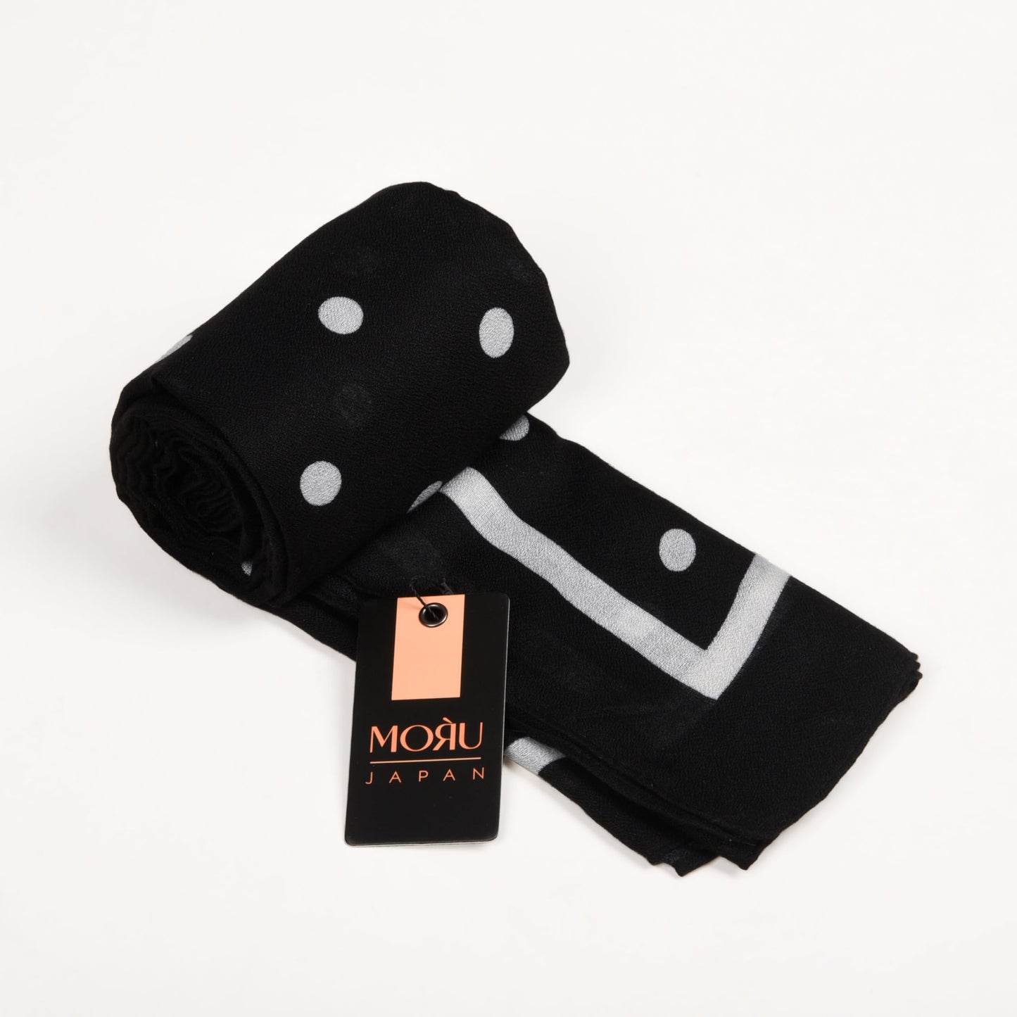 MORU Kyoto Chic Women’s Polka Dot Scarf | Soft Lightweight Black & White Monochrome Printed Stole | Elegant Minimal Fashion Wrap for All Seasons