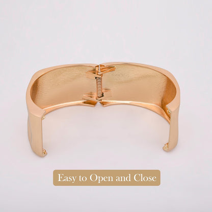 MORU Aurora Luxe Wide Kada Bangle for Women | Textured Openable Bracelet | Statement Fashion Jewelry for Parties, Weddings & Gifting