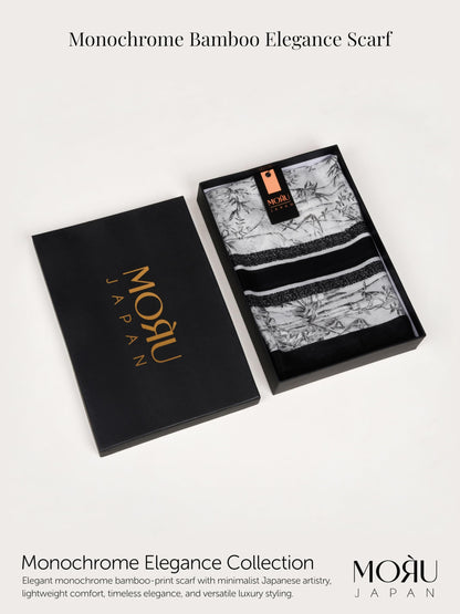 MORU Kyoto Nature Line Women’s Bamboo Print Scarf | Soft Lightweight Beige & Ivory Japanese Inspired Stole | Elegant Minimalist Fashion Wrap for All Seasons