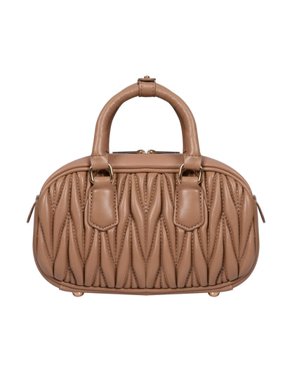 MORU Lumière Quilted Boston Satchel for Women | Premium Quilted PU Leather Handbag | Detachable Adjustable Shoulder Strap | Zip Closure