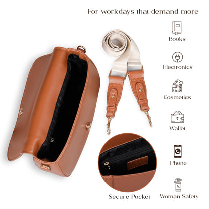 MORU Celeste Curved Flap Crossbody Sling Bag for Women | Premium Structured Saddle Crossbody Bag with Adjustable Strap | Stylish Everyday Shoulder Purse with Secure Inner Pocket