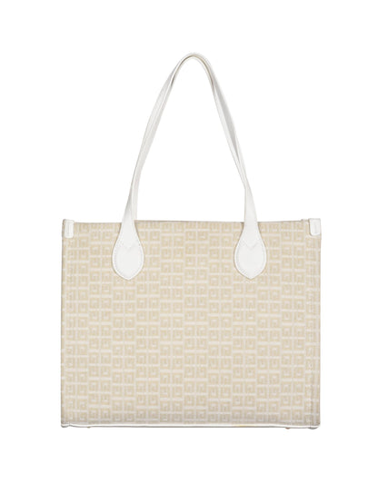 MORU Winter Grid Classic Beige Canvas Tote Bag for Women | Large Work & Travel Handbag | Fits MacBook Pro 14”, MacBook Air 13” & 15” | Shoulder & Crossbody Office Bag