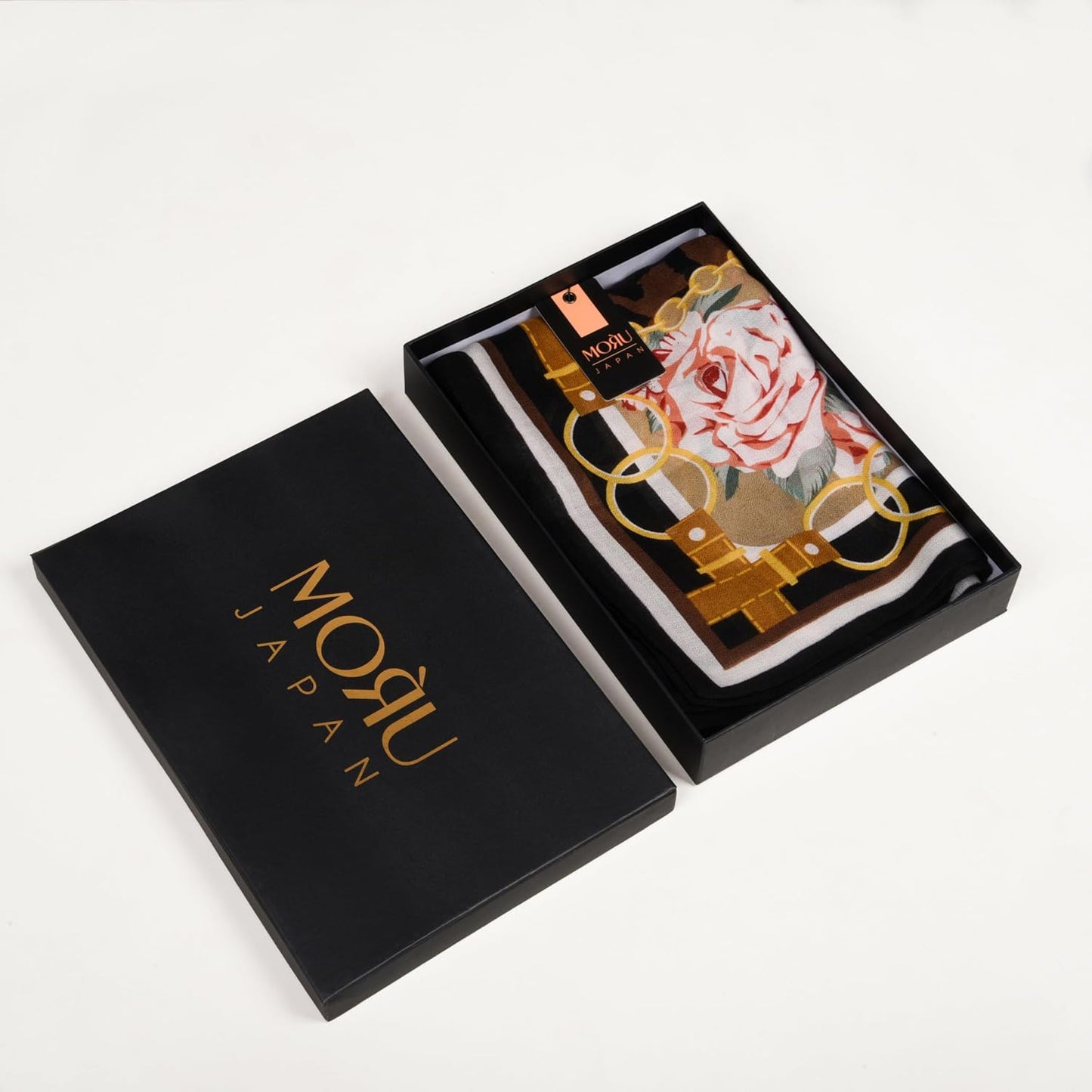 MORU Kyoto Luxe Women's Leopard Rose Printed Scarf | Luxury Floral & Animal Print Stole | Soft Lightweight Fashion Wrap | Elegant Designer Scarf for Women