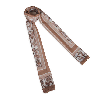 MORU Kyoto Nature Line Women’s Bamboo Print Scarf | Soft Lightweight Beige & Ivory Japanese Inspired Stole | Elegant Minimalist Fashion Wrap for All Seasons