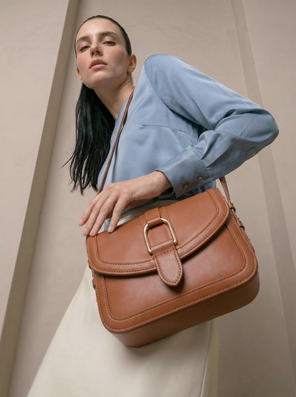 MORU Aurelia Saddle Crossbody Bag for Women | Crossbody Purse | Structured Crossbody Bags for Women Stylish | Adjustable Shoulder Strap
