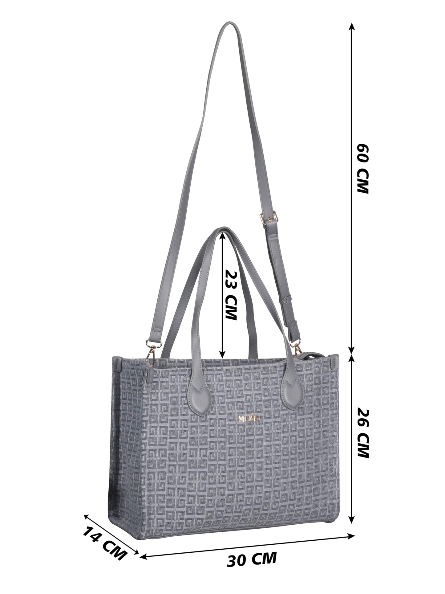 MORU Winter Grid Classic Beige Canvas Tote Bag for Women | Large Work & Travel Handbag | Fits MacBook Pro 14”, MacBook Air 13” & 15” | Shoulder & Crossbody Office Bag