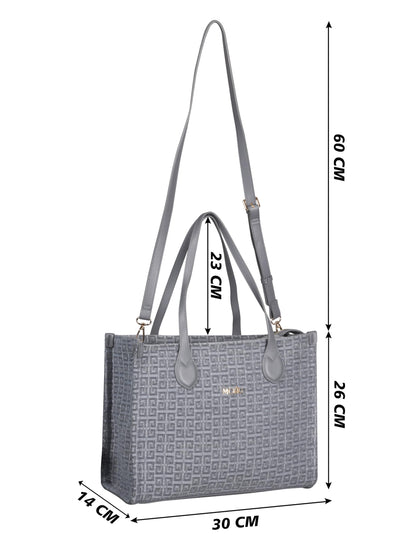MORU Winter Grid Classic Beige Canvas Tote Bag for Women | Large Work & Travel Handbag | Fits MacBook Pro 14”, MacBook Air 13” & 15” | Shoulder & Crossbody Office Bag