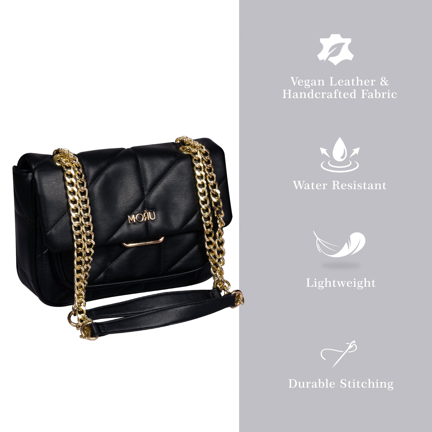 Kuro Black Quilted Shoulder Bag