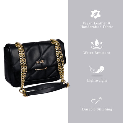 Kuro Black Quilted Shoulder Bag