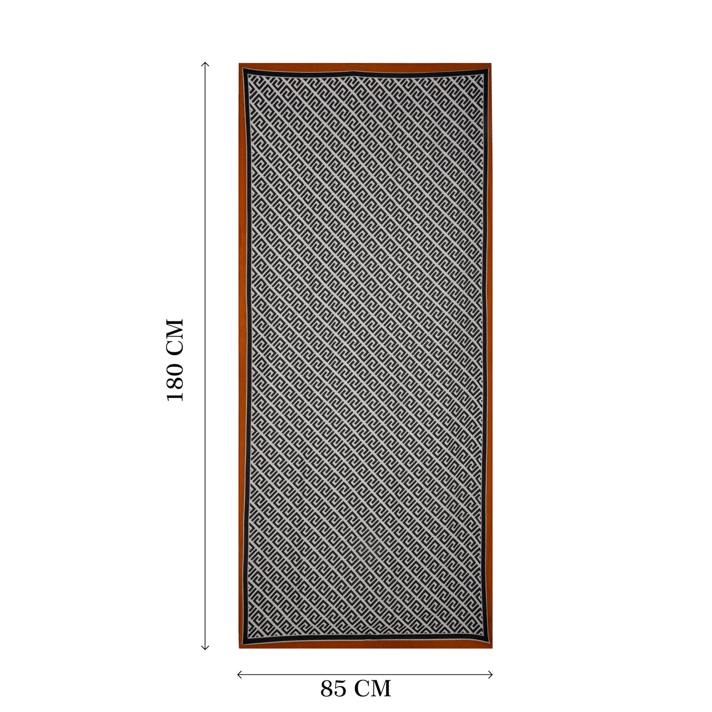 MORU Kyoto Luxe Women’s Ember Chevron Geometric Scarf | Lightweight Wrap Stole in Brown & Orange Pattern | Designer-Inspired Fashion Accessory