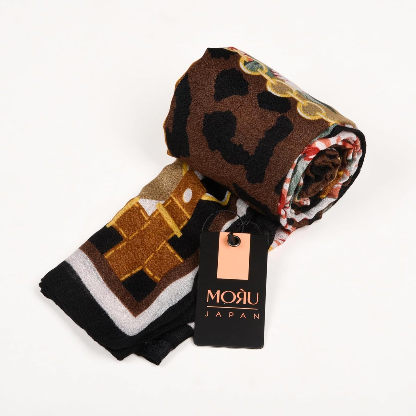 MORU Kyoto Luxe Women's Leopard Rose Printed Scarf | Luxury Floral & Animal Print Stole | Soft Lightweight Fashion Wrap | Elegant Designer Scarf for Women