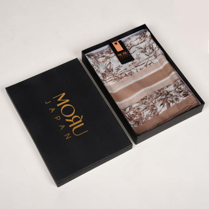 MORU Kyoto Nature Line Women’s Bamboo Print Scarf | Soft Lightweight Beige & Ivory Japanese Inspired Stole | Elegant Minimalist Fashion Wrap for All Seasons