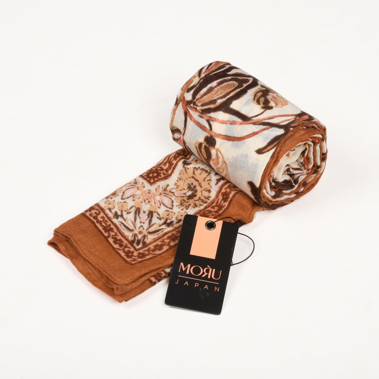 MORU Kyoto Luxe Women’s Floral Luxe Scarf | Soft Lightweight Ivory & Grey Floral Printed Stole | Elegant Premium Fashion Wrap for All Seasons