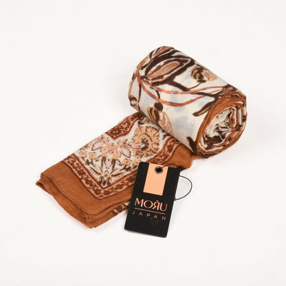 MORU Kyoto Luxe Women’s Floral Luxe Scarf | Soft Lightweight Ivory & Grey Floral Printed Stole | Elegant Premium Fashion Wrap for All Seasons