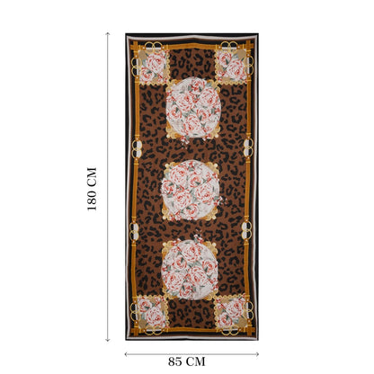 MORU Kyoto Luxe Women's Leopard Rose Printed Scarf | Luxury Floral & Animal Print Stole | Soft Lightweight Fashion Wrap | Elegant Designer Scarf for Women