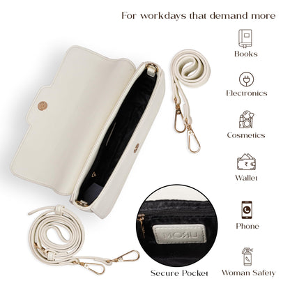 MORU Aurelia Sling Bag | Structured Crossbody Shoulder Bag for Women | Detachable Adjustable Strap | Magnetic Flap Closure | Secure Inner Zip Pocket
