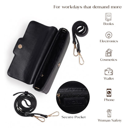 MORU Aurelia Sling Bag | Structured Crossbody Shoulder Bag for Women | Detachable Adjustable Strap | Magnetic Flap Closure | Secure Inner Zip Pocket