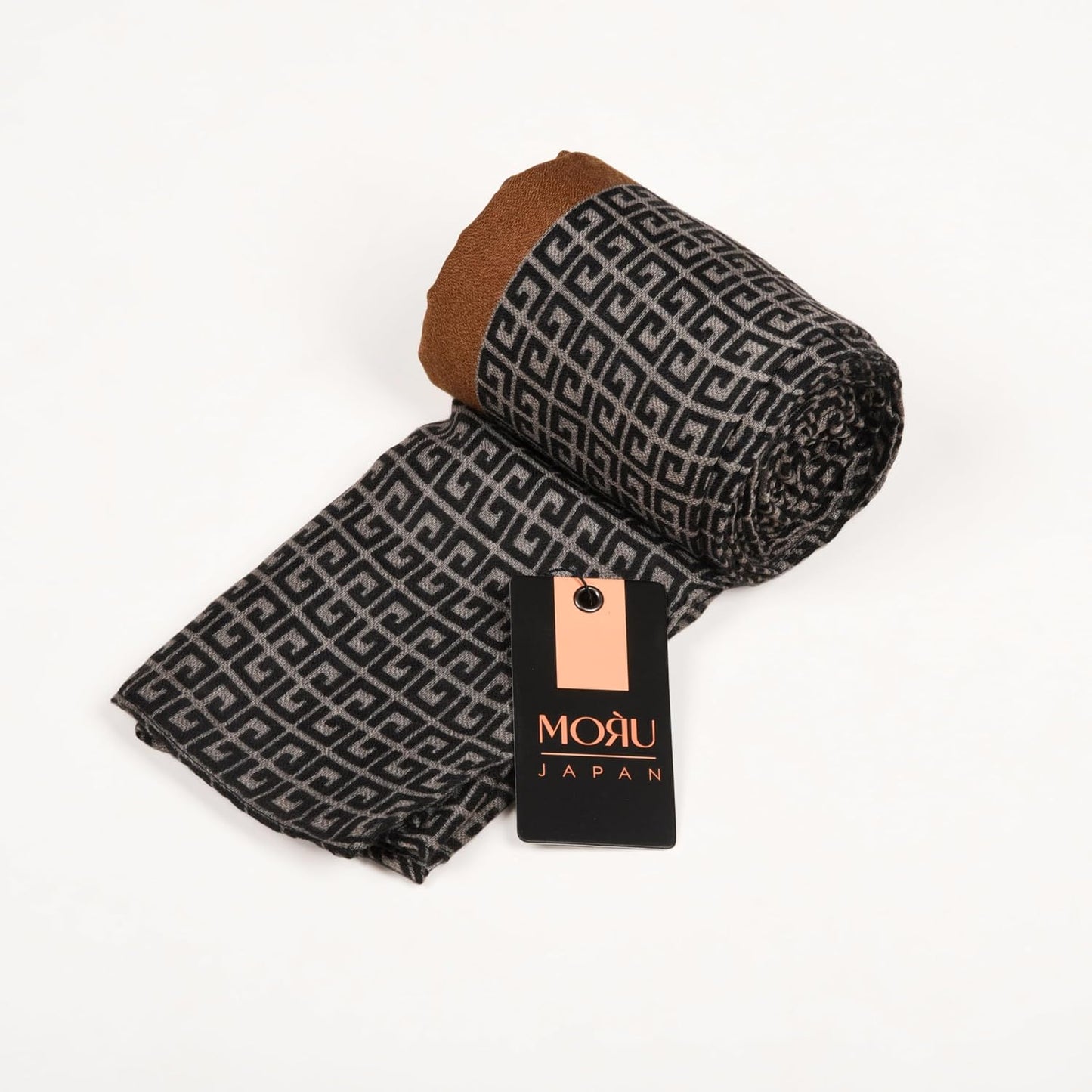 MORU Tokyo Modern Luxe Women's Geometric Printed Stole for Women | Premium Soft Designer Fashion Scarf Wrap | Elegant Modern Geometric Shawl | Black Brown