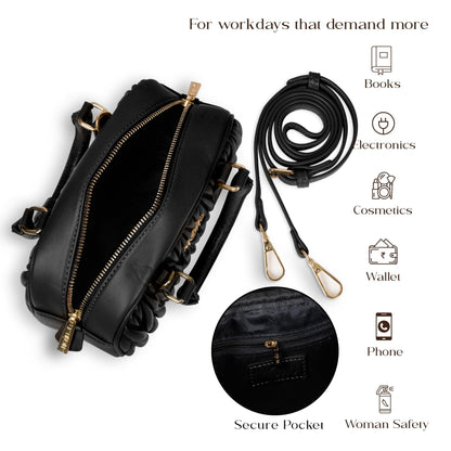MORU Lumière Quilted Boston Satchel for Women | Premium Quilted PU Leather Handbag | Detachable Adjustable Shoulder Strap | Zip Closure