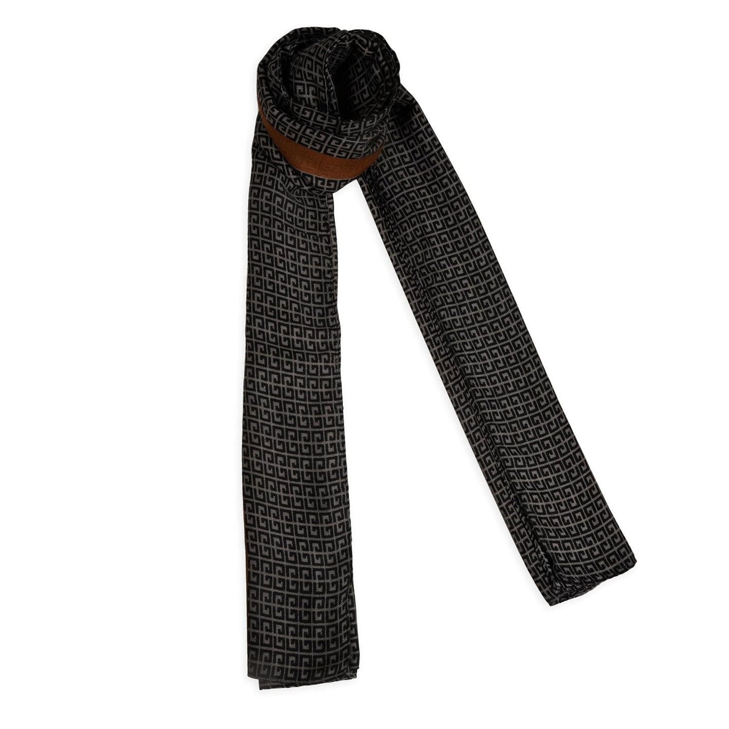 MORU Tokyo Modern Luxe Women's Geometric Printed Stole for Women | Premium Soft Designer Fashion Scarf Wrap | Elegant Modern Geometric Shawl | Black Brown