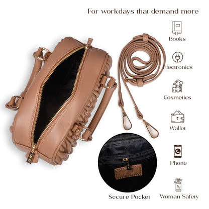 MORU Lumière Quilted Boston Satchel for Women | Premium Quilted PU Leather Handbag | Detachable Adjustable Shoulder Strap | Zip Closure