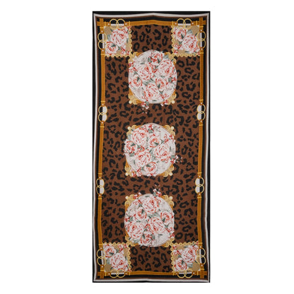 MORU Kyoto Luxe Women's Leopard Rose Printed Scarf | Luxury Floral & Animal Print Stole | Soft Lightweight Fashion Wrap | Elegant Designer Scarf for Women
