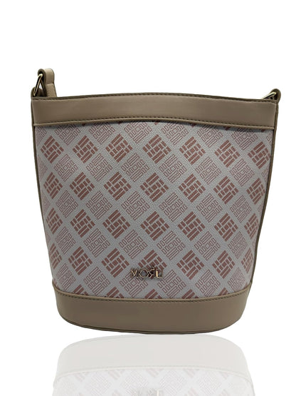 Leather Rafa Bucket Bag/Distinct Patterned Bucket Design/Adjustable Shoulder Strap