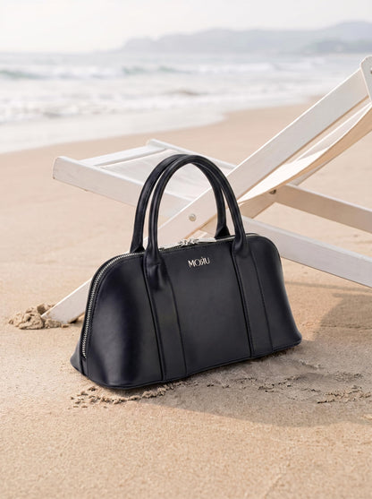 MORU Lumière Boston Satchel for Women | Premium Smooth PU Leather Handbag | Structured Top Handle Bag | Detachable Adjustable Shoulder Strap | Zip Closure